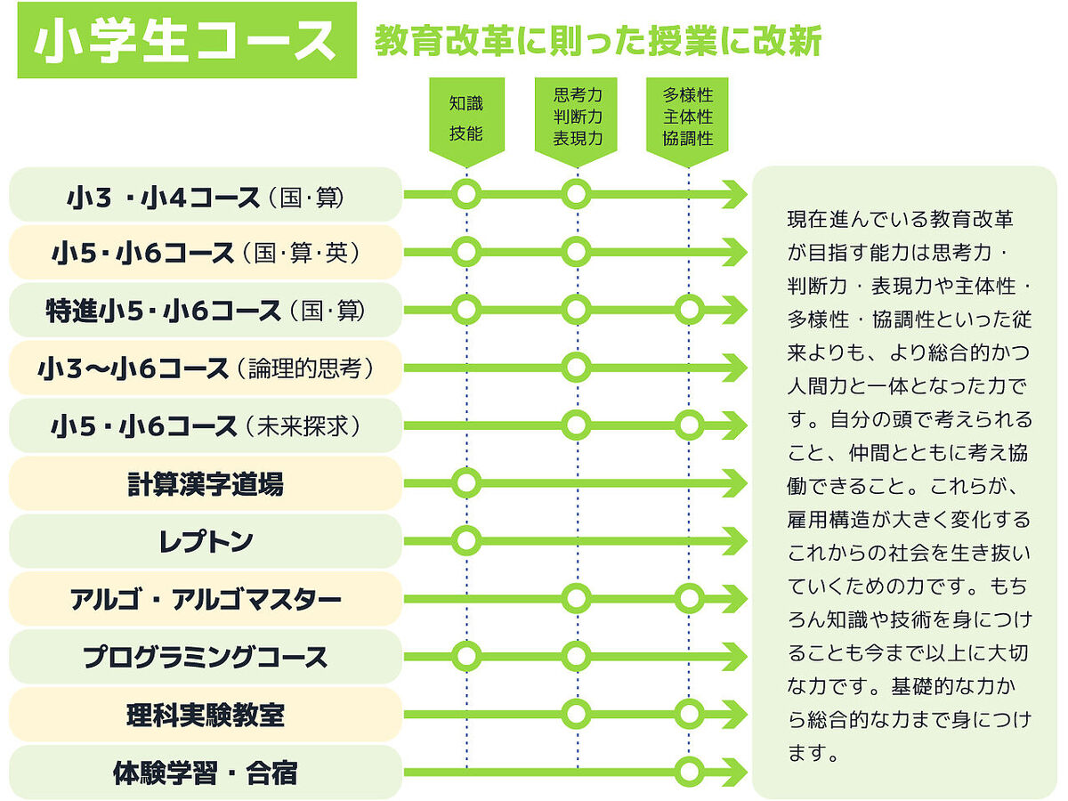 心水塾の小学生の各コース画像