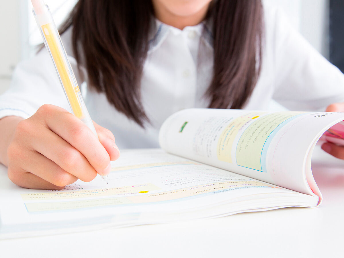教材を使って勉強している小学生の画像